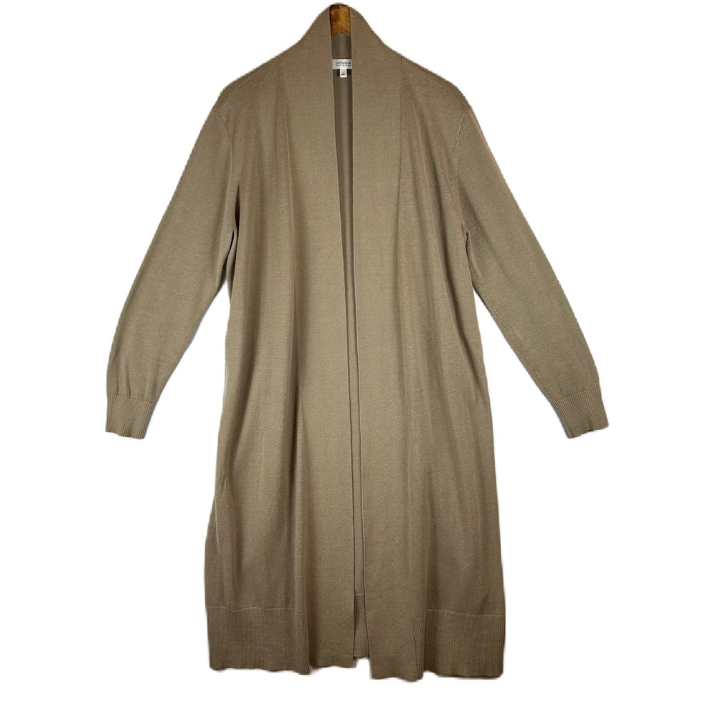 Haven Well Within Tan Linen‎ Cotton Blend Open Front Duster Cardigan Sweater L